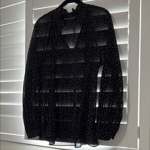 Ann Taylor Navy and Gold Blouse